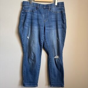 Judy Blue Distressed Women's Pull On Jeggings Jeans Worland Boyfriend Blue 14W